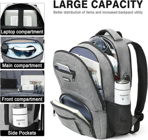 Backpack for Men Women, School Backpacks for Teen Boys Girls, Water Resistant Laptop Backpack with USB Charger, 15.6 Inch Black College Bookbag in Kuwait