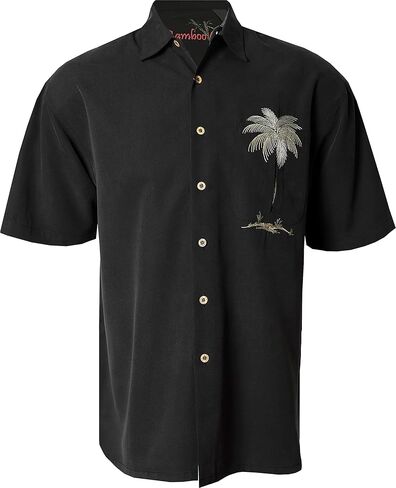 Bamboo Cay Mens Short Sleeve Peekaboo Palm Casual Embroidered Woven Shirt in Kuwait