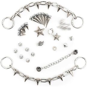 Ampadds Goth Shoe Charms 27PCS Punk Spike سحر الأحذية للفتيات الأولاد الكبار حزمة سحر الأحذية المعدنية لأساور المعصم الصنادل زخرفة الأحذية سحر عيد ميلاد حزب هدية in Kuwait