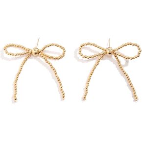 Sparkly Bow Earrings for Women Rhinestone Chain Tassel Earring Cute Ribbon Earrings Gold Silver Bow Knot Earring Crystal Fairy Teardrop Jewelry Gifts for Her in Saudi Arabia