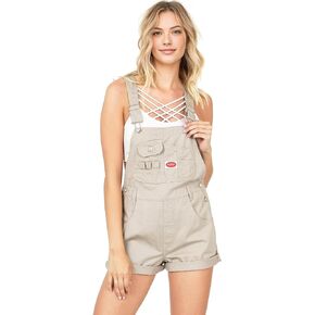 Revolt Women's Bib Shortalls Stone Wash, Olive, and Khaki