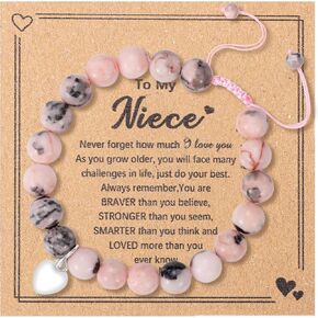 WOSCCOWT الحجر الطبيعي الحلو القلب سحر سوار للفتيات ابنة حفيدة مكافأة ابنة ابنة أخت كبيرة عيد ميلاد التخرج هدايا عيد الميلاد in Kuwait