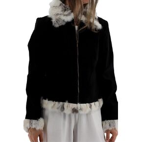 سترة La Fiorentina النسائية من الجلد السويدي مع زخرفة من الفرو in Kuwait