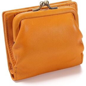 محفظة صغيرة ثنائية الطي للنساء من IJUN، مع حقيبة عملات معدنية بقفل قبلة، جلد مدبوغ أصلي محبب بالكامل in Kuwait