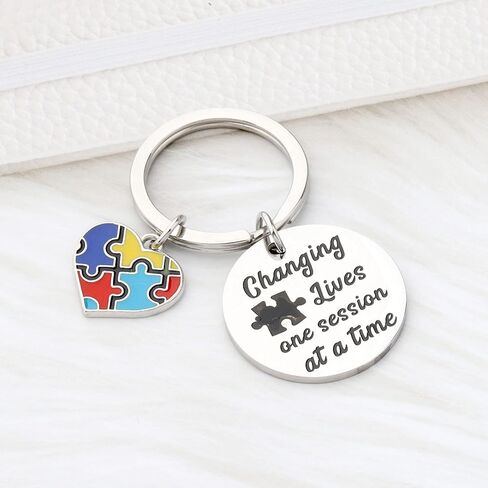 CENWA ABA Therapist Gift Changing Lives One Session at a Time Therapist Keychain Autism Awareness Gift in Saudi Arabia