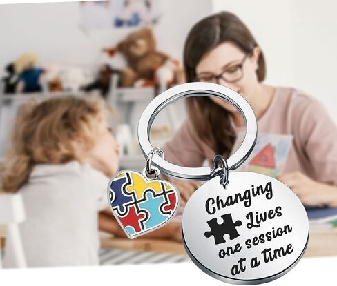 CENWA ABA Therapist Gift Changing Lives One Session at a Time Therapist Keychain Autism Awareness Gift in Saudi Arabia