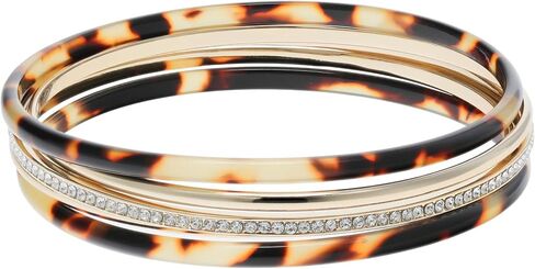 LAUREN Ralph Lauren Tortoise with Pave Bangle Bracelet Set Gold/Crystal/Tortoise One Size in Saudi Arabia