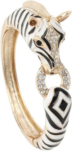 EVER FAITH Austrian Crysta Enamel Art Deco Zebra Horse Animal Hinged Bracelet in Saudi Arabia