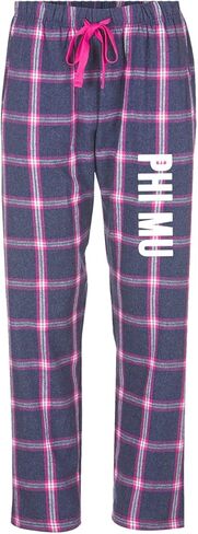 Phi Mu Flannel Pajama Pants - Sorority Sleepwear - Pink Plaid Pjs Sleep Bottoms - Pledge Gift in Saudi Arabia