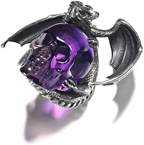Skullis Necklace of Gemstone&925 Sterling Silver Carved Crystal Draon Skull Pendant with Sterling Silver Chain, for Men and Women, Skull Jewelry in Saudi Arabia