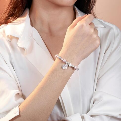 هدايا HGDEER ​​يونيكورن للفتيات، هدايا عيد الحب لعام 2024 للابنة والحفيدة وابنة الأخت | سوار من اللؤلؤ الوردي وحجر الراين | مناسبة لعيد الحب وهدية عيد الميلاد in Kuwait