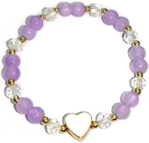 FFLaiwah Heart Charm Bracelet Glass Crystal Beads Stretch Bracelet Y2K Valentine's Day Birthday Jewelry Gifts for Girls and Sisters in Saudi Arabia