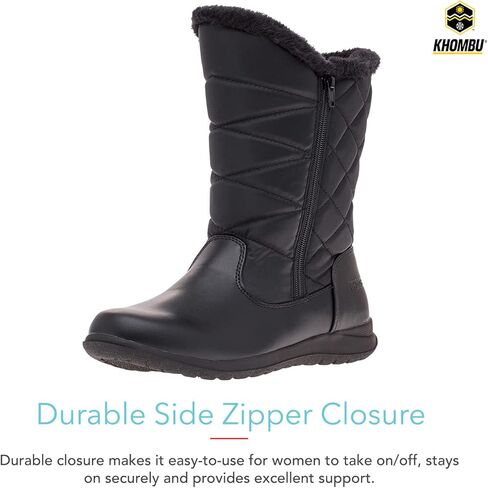 Khombu Women's Carly Winter Boots Warm Faux Fur-Lined Tall Mid-Calf Height with Dual Zippers in Saudi Arabia