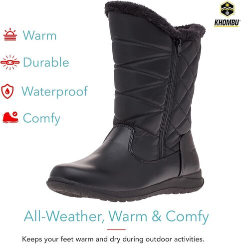Khombu Women's Carly Winter Boots Warm Faux Fur-Lined Tall Mid-Calf Height with Dual Zippers in Saudi Arabia