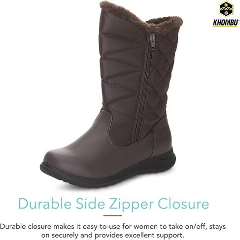Khombu Women's Carly Winter Boots Warm Faux Fur-Lined Tall Mid-Calf Height with Dual Zippers in Saudi Arabia