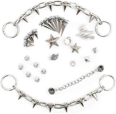 Ampadds Goth Shoe Charms 27PCS Punk Spike سحر الأحذية للفتيات الأولاد الكبار حزمة سحر الأحذية المعدنية لأساور المعصم الصنادل زخرفة الأحذية سحر عيد ميلاد حزب هدية in Kuwait