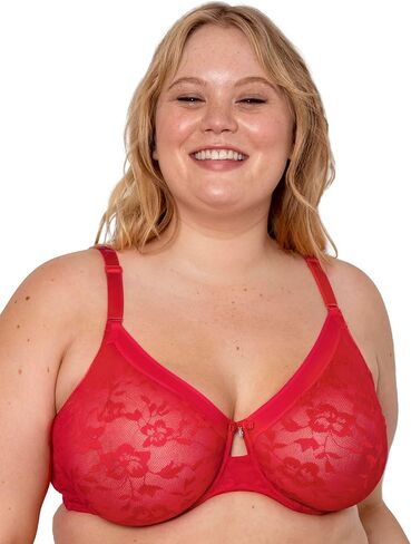Curvy Couture Women's Plus Size No Show Lace Bra – Unlined, Underwire, and Soft Comfort in Saudi Arabia