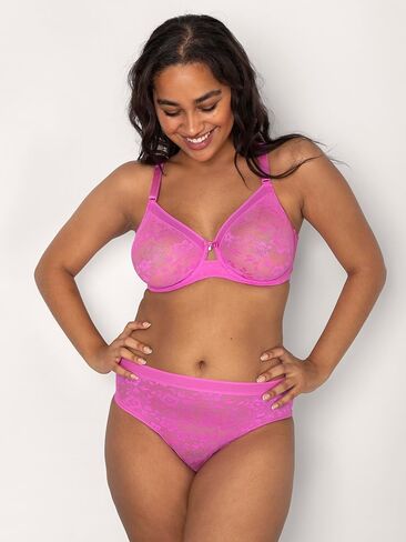 Curvy Couture Women's Plus Size No Show Lace Bra – Unlined, Underwire, and Soft Comfort in Saudi Arabia