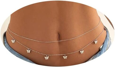 Butterfly Waist Chain Gold Silver Waist Belly Chain Bohemian Multi-layer Waist Chain Beach Bikini Body Jewelry Accessories for Women and Girls in Saudi Arabia