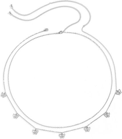 Butterfly Waist Chain Gold Silver Waist Belly Chain Bohemian Multi-layer Waist Chain Beach Bikini Body Jewelry Accessories for Women and Girls in Saudi Arabia