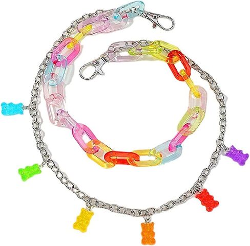 Multilayer Bear Butterfly Cloud Mushroom Candy Dinosaur Resin Gummy Pendant Pocket Wallet Chain Hip Hop Butterfly Charm Jeans Belt Safety Pin Chain Waist Abdomen Chain Pants Woman Girl Jewelry in Saudi Arabia