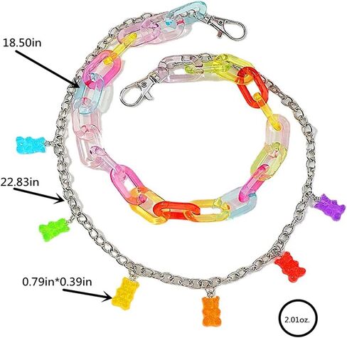 Multilayer Bear Butterfly Cloud Mushroom Candy Dinosaur Resin Gummy Pendant Pocket Wallet Chain Hip Hop Butterfly Charm Jeans Belt Safety Pin Chain Waist Abdomen Chain Pants Woman Girl Jewelry in Saudi Arabia