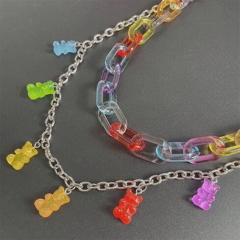 Multilayer Bear Butterfly Cloud Mushroom Candy Dinosaur Resin Gummy Pendant Pocket Wallet Chain Hip Hop Butterfly Charm Jeans Belt Safety Pin Chain Waist Abdomen Chain Pants Woman Girl Jewelry in Saudi Arabia