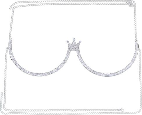 حجر الراين تاج قلادة الصدرية الجسم سلسلة مجوهرات الصيف كريستال الصدر قوس سلسلة حجر الراين Bralette الجسم سلسلة للنساء الطرف (الجسم كاين الفضة) in Kuwait