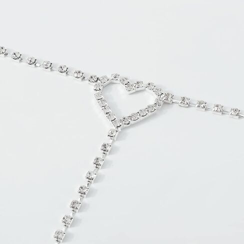 Jumwrit Rhinestone Leg Chain Layered Body Chain Silver Thigh Chain Tennis Body Chain Heart Waist Chain Bling Belly Chain for Women Girls in Saudi Arabia