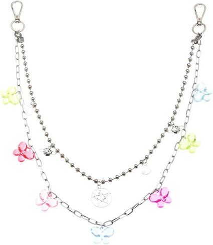 Multilayer Bear Butterfly Cloud Mushroom Candy Dinosaur Resin Gummy Pendant Pocket Wallet Chain Hip Hop Butterfly Charm Jeans Belt Safety Pin Chain Waist Abdomen Chain Pants Woman Girl Jewelry in Saudi Arabia