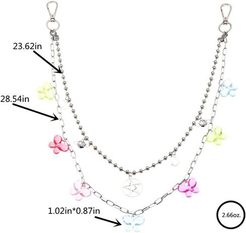 Multilayer Bear Butterfly Cloud Mushroom Candy Dinosaur Resin Gummy Pendant Pocket Wallet Chain Hip Hop Butterfly Charm Jeans Belt Safety Pin Chain Waist Abdomen Chain Pants Woman Girl Jewelry in Saudi Arabia