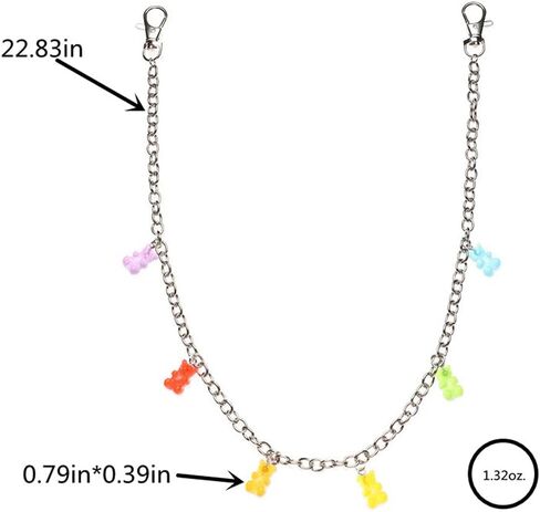 Multilayer Bear Butterfly Cloud Mushroom Candy Dinosaur Resin Gummy Pendant Pocket Wallet Chain Hip Hop Butterfly Charm Jeans Belt Safety Pin Chain Waist Abdomen Chain Pants Woman Girl Jewelry in Saudi Arabia