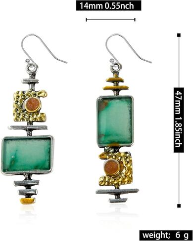 Aishgjia الفيروز الأخضر البوهيمي خمر الإبداعية قطرة استرخى بيان أقراط بوهو اليدوية خفيفة الوزن أقراط للنساء مجوهرات للبنات in Kuwait