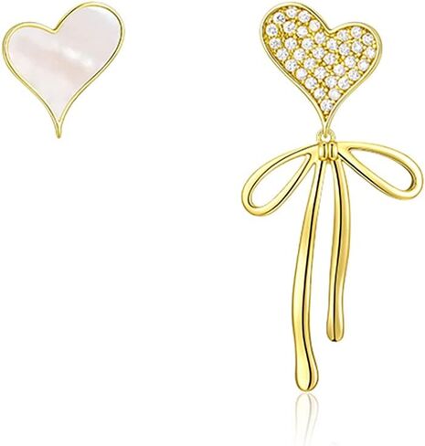 SLUYNZ Sterling Silver Heart Bow Dangle Earrings for Women Teen Girls Love Dangle Earrings Heart Studs in Saudi Arabia
