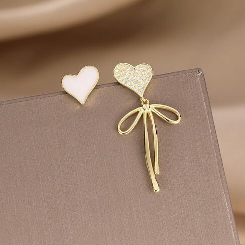 SLUYNZ Sterling Silver Heart Bow Dangle Earrings for Women Teen Girls Love Dangle Earrings Heart Studs in Saudi Arabia