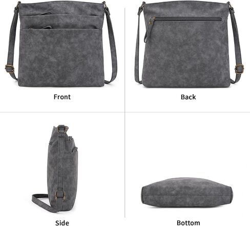 محفظة Kadynow Crossbody للنساء، حقيبة كروس كاجوال متعددة الجيوب، حقيبة كتف نسائية من الجلد البلوري in Saudi Arabia