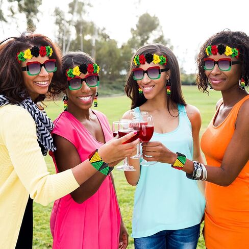 Juneteenth African Jewelry for Women, Juneteenth Bracelets Earrings Crown Sunglasses Decorations, Bead Bracelet Headband Queen Earrings Sunglasses, Freedom African Accessories Parade Party Supplies in Kuwait