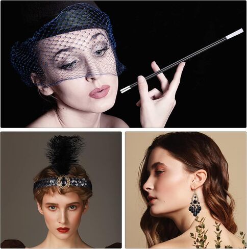 Abaodam 1 Set Flapper Headband 1920s Pearl Necklace Long Gloves Silk Stockings Women Party Costume Accessories in Saudi Arabia