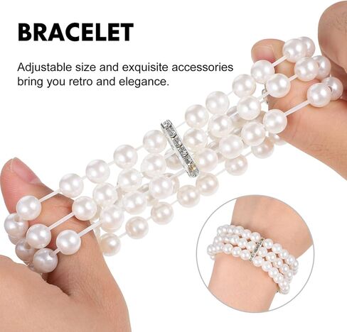 Abaodam 1 Set Flapper Headband 1920s Pearl Necklace Long Gloves Silk Stockings Women Party Costume Accessories in Saudi Arabia