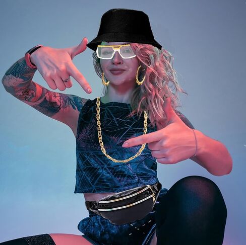 SONNYX 80s 90s الهيب هوب الزي هالوين مغني الراب اكسسوارات فاني حزم نظارات الذهب حبل سلسلة الخيزران أقراط للنساء الرجال in Kuwait