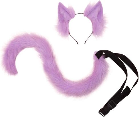 Cosplay Long Cat Tail and Ears Headband Set 2 PCS Pack Costume Accessories in Kuwait