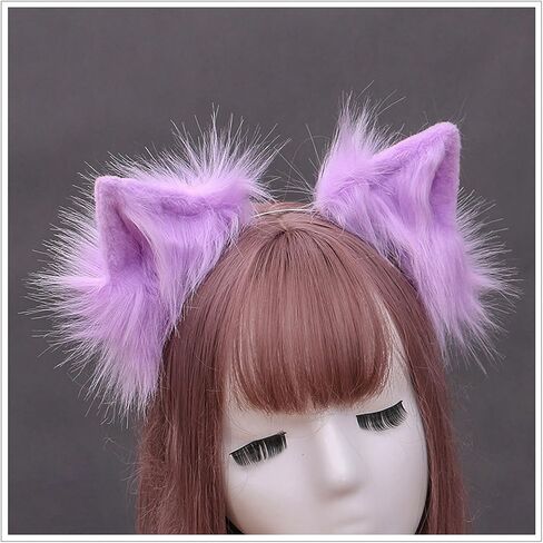 Cosplay Long Cat Tail and Ears Headband Set 2 PCS Pack Costume Accessories in Kuwait