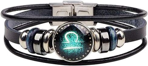 WLL Retro 12 Zodiac Constellation مطرز يدويًا من الجلد المنسوج سوار PUNK سلسلة الكفة للنساء والرجال in Kuwait