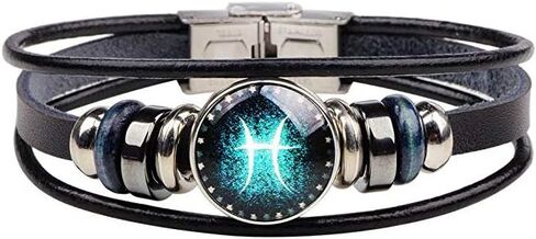 WLL Retro 12 Zodiac Constellation مطرز يدويًا من الجلد المنسوج سوار PUNK سلسلة الكفة للنساء والرجال in Kuwait