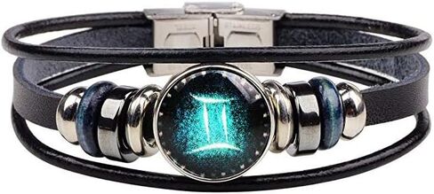 WLL Retro 12 Zodiac Constellation مطرز يدويًا من الجلد المنسوج سوار PUNK سلسلة الكفة للنساء والرجال in Kuwait