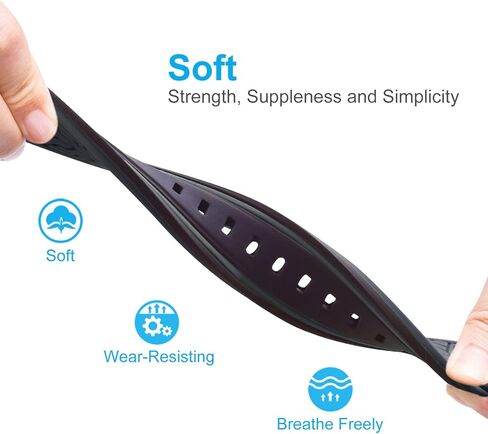 ULLCHRO Silicone Watch Strap Replacement Rubber Watch Band Waterproof Bicolor Men Women - 20, 22, 24, 26mm Watch Bracelet with Brushed Stainless Steel Buckle Black in Saudi Arabia