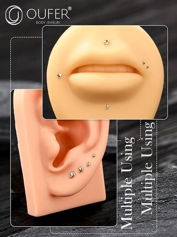 حلقات الشفاه OUFER 16G، ترصيع الشفاه من الذهب الصلب عيار 14 قيراط، مجوهرات ثقب الشفاه من لابريت، ثقب الشفاه من شريط التيتانيوم الصلب G23، مجوهرات ثقب الغضروف الزنمة للنساء والرجال in Saudi Arabia
