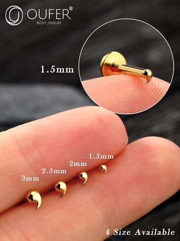 حلقات الشفاه OUFER 16G، ترصيع الشفاه من الذهب الصلب عيار 14 قيراط، مجوهرات ثقب الشفاه من لابريت، ثقب الشفاه من شريط التيتانيوم الصلب G23، مجوهرات ثقب الغضروف الزنمة للنساء والرجال in Saudi Arabia