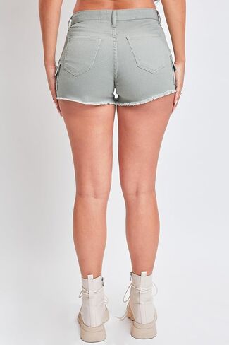 YMI Women's Mid Rise Cargo Shorts with Frayed Hem in Saudi Arabia