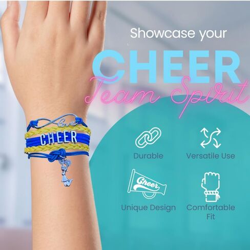 سوار Sportybella Cheer Charm - مجوهرات التشجيع القابلة للتعديل للفتيات إنفينيتي لوف بألوان الفريق للمشجعين (برتقالي/أسود) in Kuwait